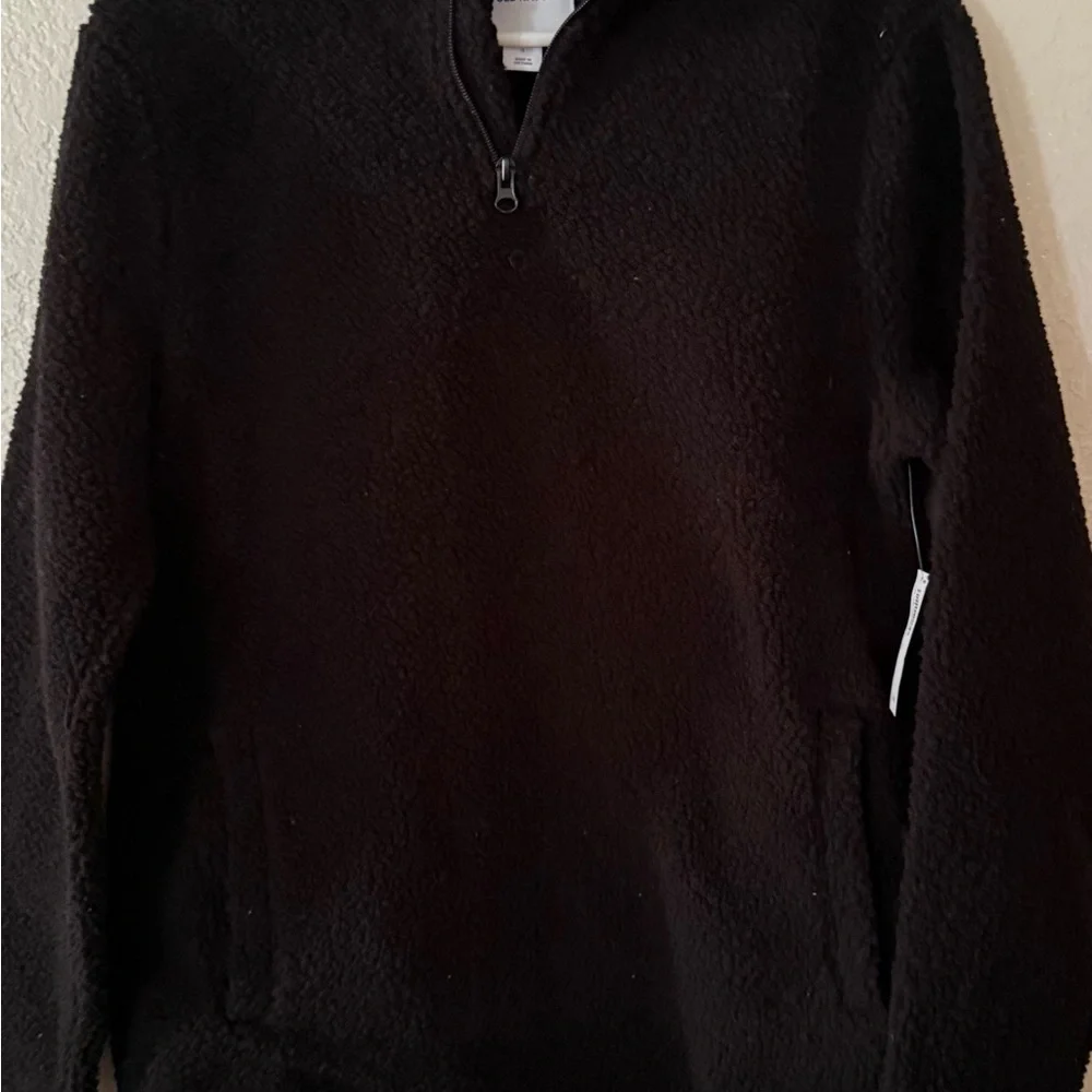 Old Navy Black Sherpa Quarter-Zip Pullover